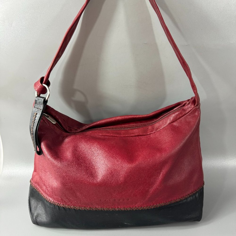 Arcadia Red and Black Leather Shoulder Bag
